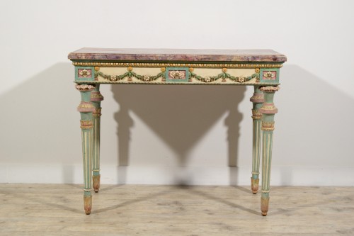 Mobilier Console - Console néoclassique en bois sculpté et laqué, Italie fin du XVIIIe siècle