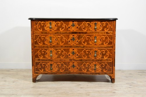 Furniture  - 18th Century, Italian Baroque Veneering and Inlays Wood Commode 