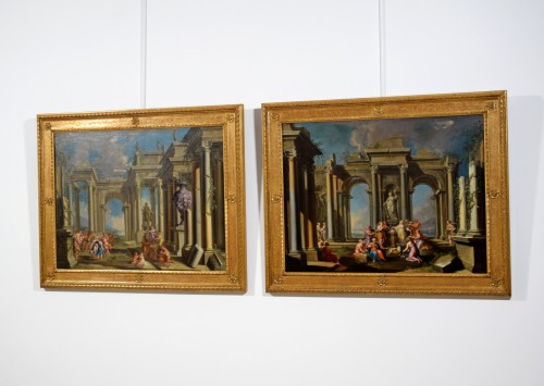 Paintings & Drawings  - Pair of Architectural Capriccio by Alberto Carlieri (1672 - 1720) 