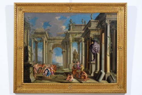 Louis XIV - Pair of Architectural Capriccio by Alberto Carlieri (1672 - 1720) 