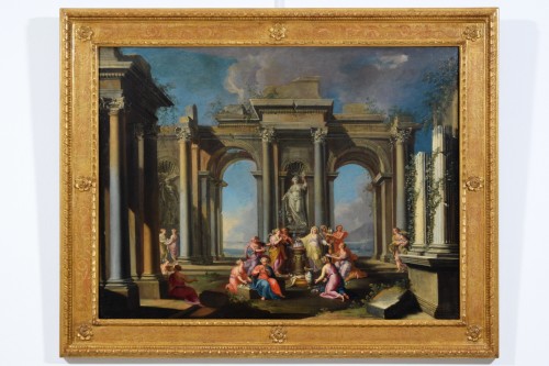 Antiquités - Pair of Architectural Capriccio by Alberto Carlieri (1672 - 1720) 