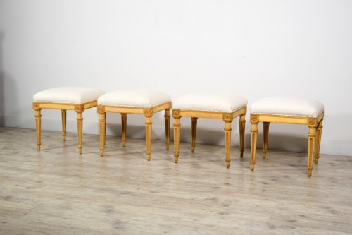 18th century, Four Italian Lacquered Wood Stools  - Seating Style Louis XVI