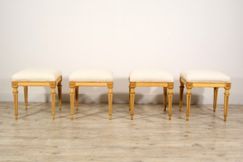 Seating  - 18th century, Four Italian Lacquered Wood Stools 