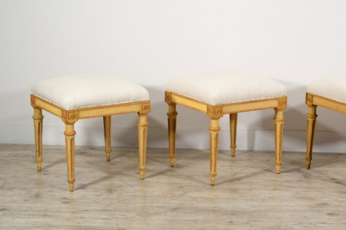 Louis XVI - 18th century, Four Italian Lacquered Wood Stools 