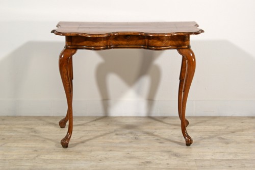 Louis XV - 18th Century, Italian Rococo Elm Wood Console Table