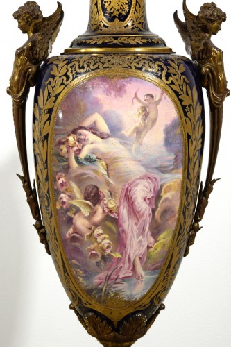  - End of 19th century, Monumental Polychrome Porcelain Vase 