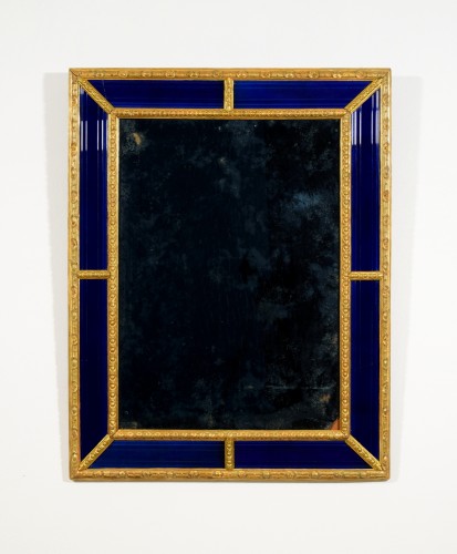 18th Century, Sweden Mirror Gilt Wood Frame and Cobalt Blue Glass - Mirrors, Trumeau Style Louis XV