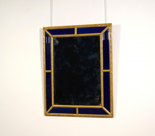 Mirrors, Trumeau  - 18th Century, Sweden Mirror Gilt Wood Frame and Cobalt Blue Glass