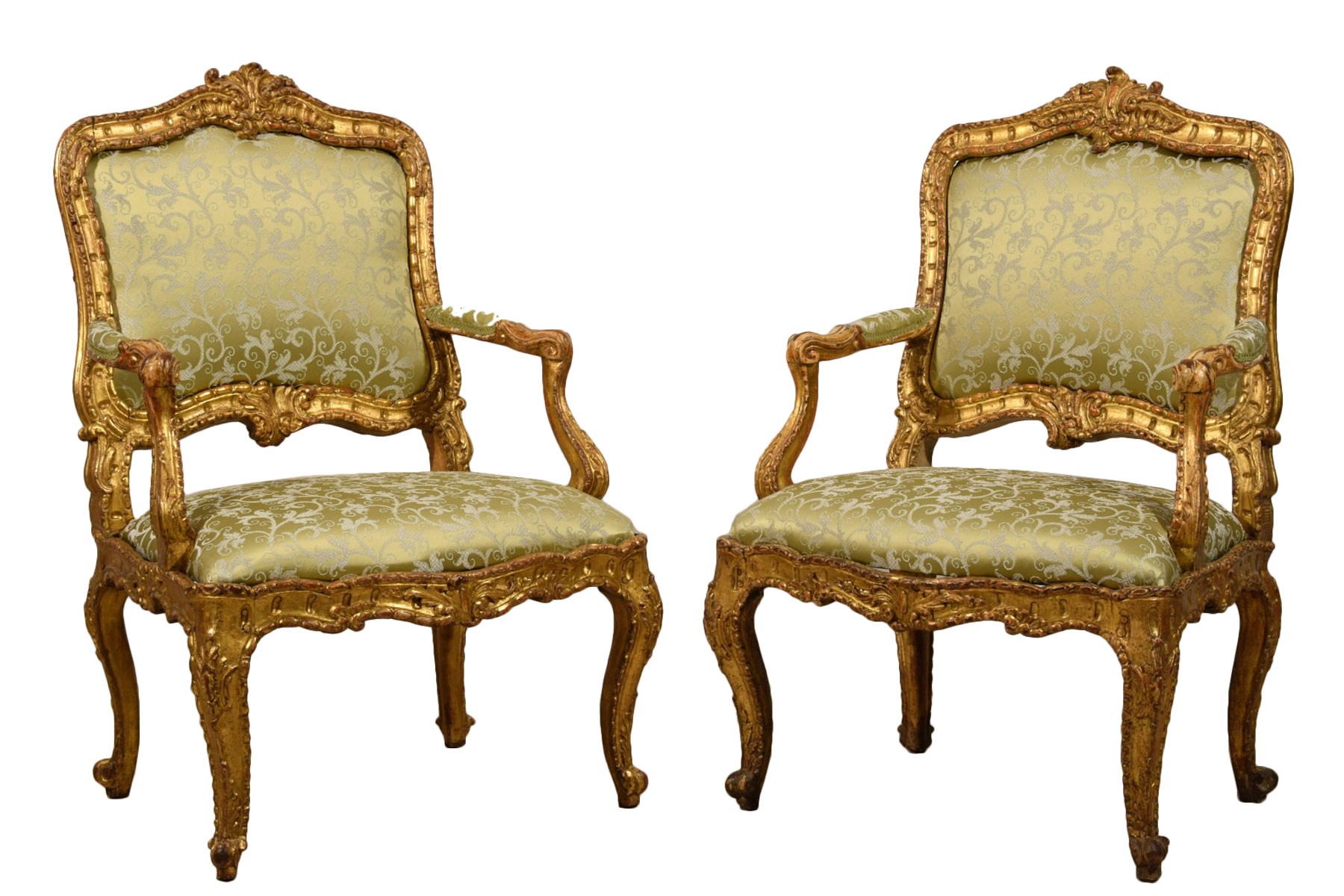 Antique Louis XV style gilt wood armchair