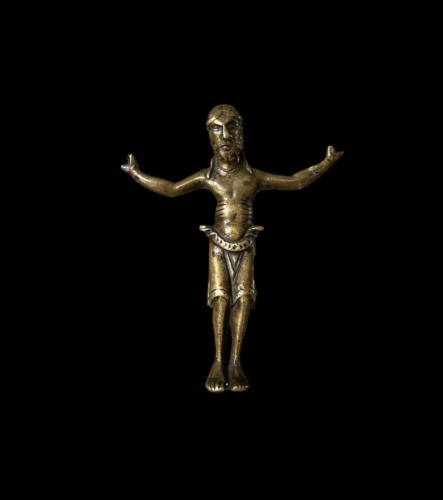 Christ roman en bronze, Mosan vers 1200 - Art sacré, objets religieux Style Moyen Âge