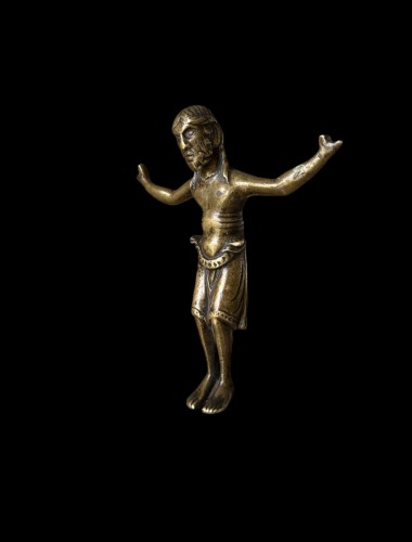 Art sacré, objets religieux  - Christ roman en bronze, Mosan vers 1200