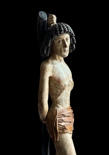 Sculpture en tilleul de St-Sébastien, Allemagne début du XVIe siècle - Sculpture Style Moyen Âge