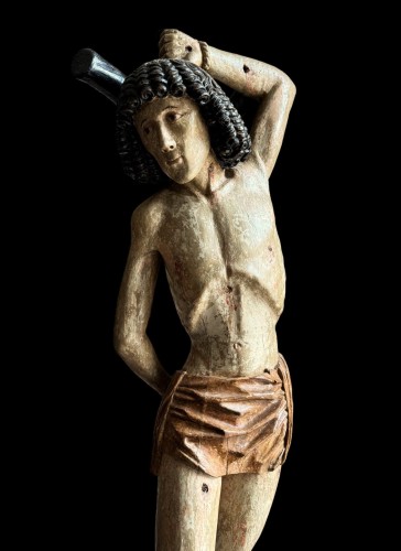 Sculpture en tilleul de St-Sébastien, Allemagne début du XVIe siècle - Moyen Âge