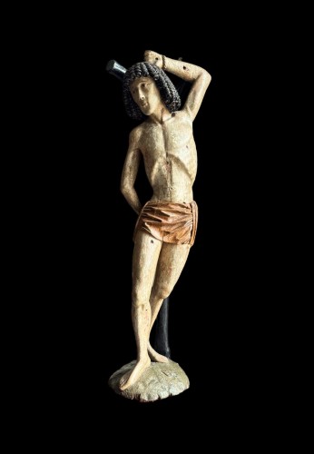 Antiquités - Sculpture en tilleul de St-Sébastien, Allemagne début du XVIe siècle