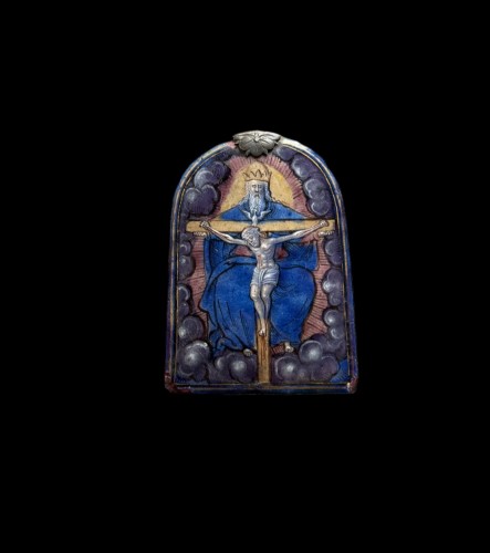Plaque de Baiser de Paix - Le Trône de grâce, Limoges vers 1560 - Art sacré, objets religieux Style Renaissance