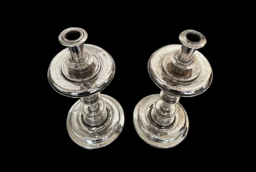  - Pair of  Late 17th century silver Spanish colonial candlesticks