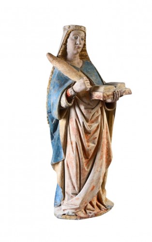 Limestone sculpture of Saint Barbara. Burgundy, late 15th century