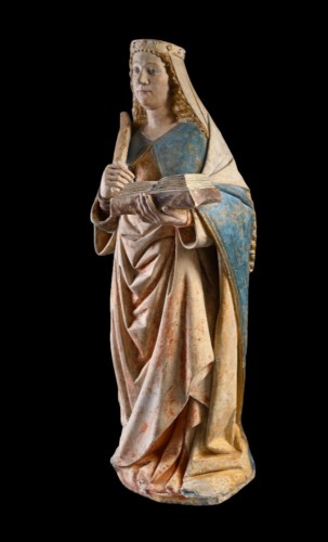 Sculpture  - Limestone sculpture of Saint Barbara. Burgundy, late 15th century