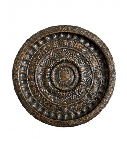 16th century Venetian embossed copper dish