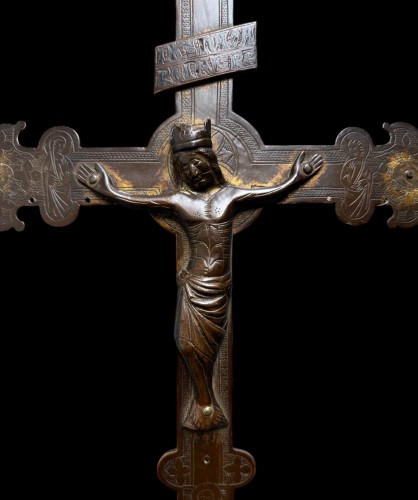 11th to 15th century - Gilt copper processional cross. Ca. 1280-1300