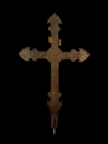 Antiquités - Gilt copper processional cross. Ca. 1280-1300