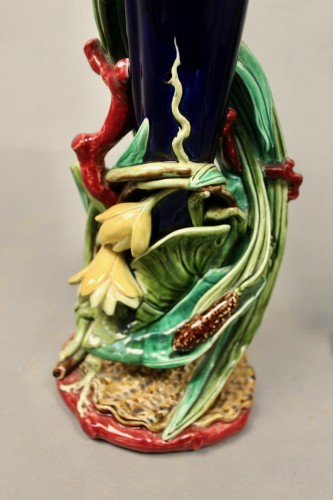 Paires de Vases à décor de fleurs Sarguemines Majolica - Jean-Yves Buhard