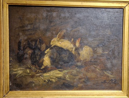 XIXe siècle - Groupe de lapin - Antoine Vollon (1833 - 1900)