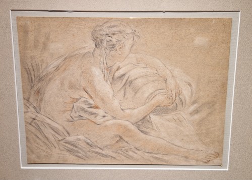 Jeune femme assise - François Boucher (1703 - 1770) - Tableaux et dessins Style 