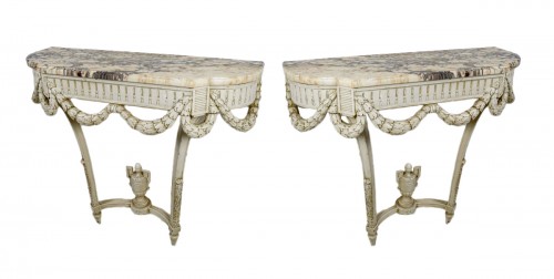 A Pair of late 19th ce,ntury Console Tables in Louis XVI Style