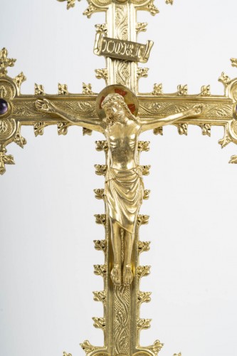 Art sacré, objets religieux  - Crucifix d'autel en bronze