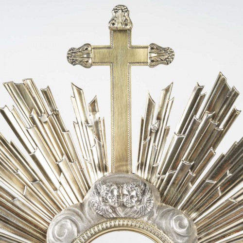 Art sacré, objets religieux  - Ostensoir rayonnant en argent et vermeil