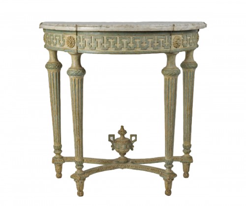 Console en bois sculpté et laqué gris d'époque Napoléon III