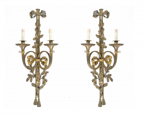 ALarge  Pair of Bronze Wall- Lights in Louis XVI Style