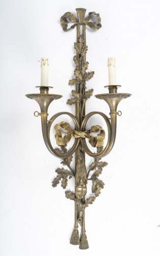 Lighting  - ALarge  Pair of Bronze Wall- Lights in Louis XVI Style