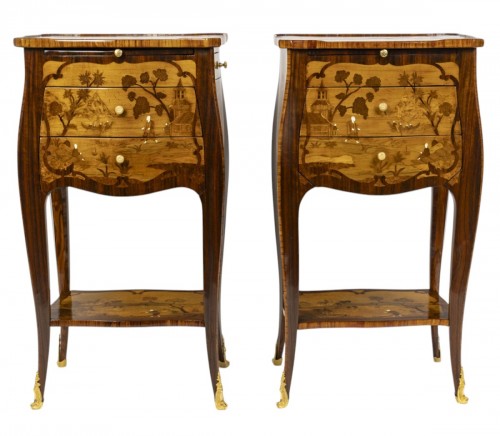 A Pair of Bedside Tables in Louis XV Style.