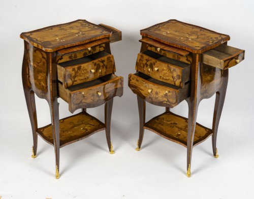 Furniture  - A Pair of Bedside Tables in Louis XV Style.