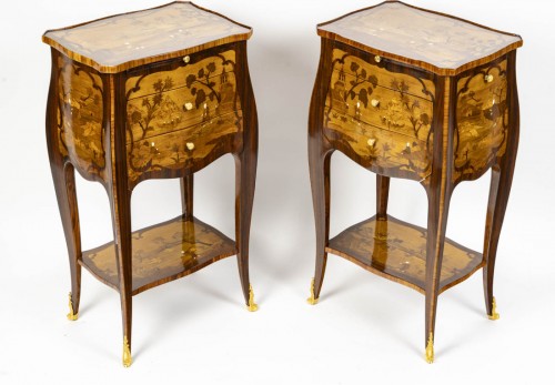 A Pair of Bedside Tables in Louis XV Style. - 