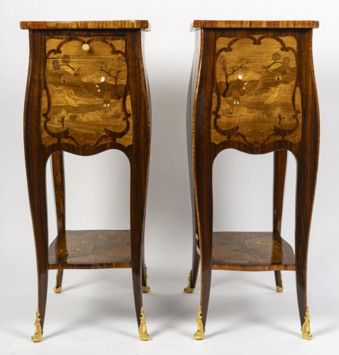 Napoléon III - A Pair of Bedside Tables in Louis XV Style.