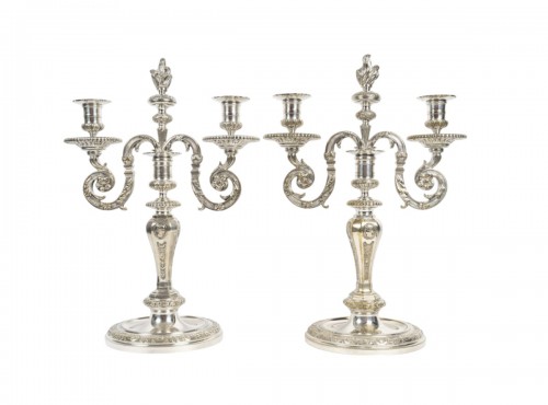 A late 19th century Pair of Regence Style cadelabras