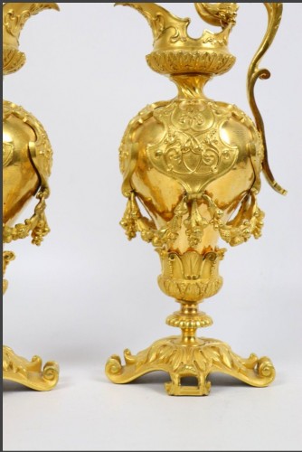 Paire de grandes aiguières en bronze doré fin 19e - Objet de décoration Style Napoléon III
