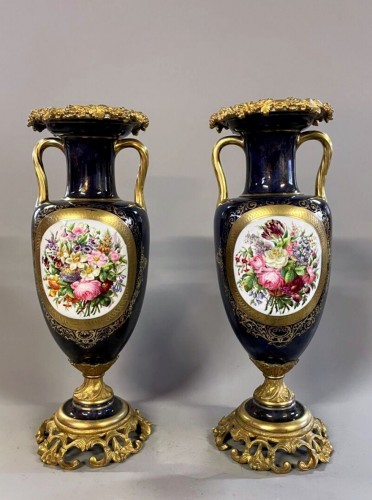 Objet de décoration Cassolettes, coupe et vase - Importants vases de sèvres, monture bronze doré