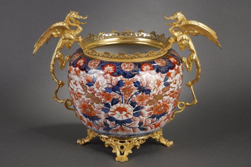 Antiquités - Importante coupe-vasque Imari, montée bronze doré