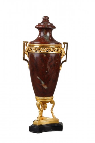 Brûle parfum néo classique marbre griotte et bronze doré