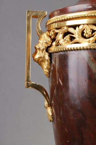 Antiquités - Brûle parfum néo classique marbre griotte et bronze doré