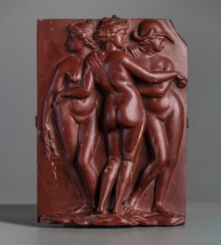 Rosso antico marble relief with the three graces - Sculpture Style 