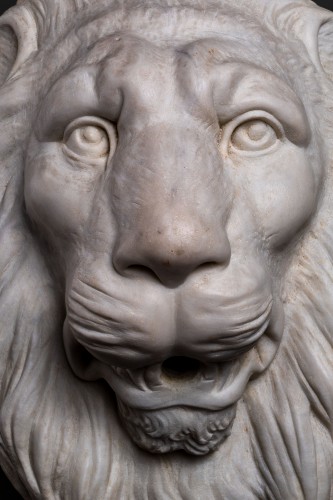 Sculpture Sculpture en Marbre - Tête de fontaine de lion, Italie XIXe siècle