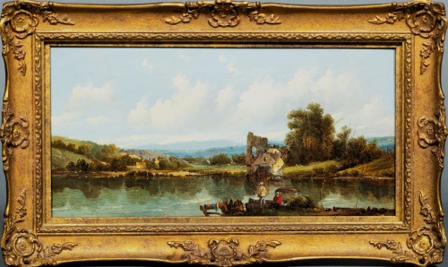 Tableaux et dessins Tableaux XIXe siècle - Alfred Gomersal Vickers (1810-1837) Une scène de rivière