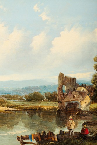 XIXe siècle - Alfred Gomersal Vickers (1810-1837) Une scène de rivière