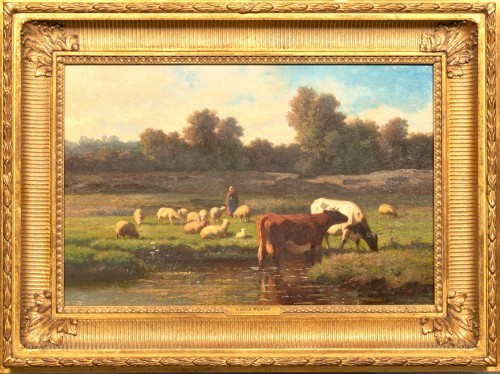 Paintings & Drawings  - Grazing Cattle by Louis Robbe (Certified)