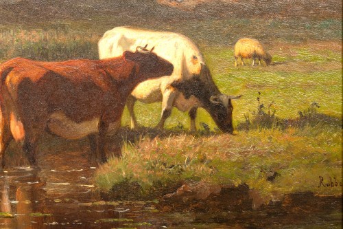 Grazing Cattle by Louis Robbe (Certified) - 